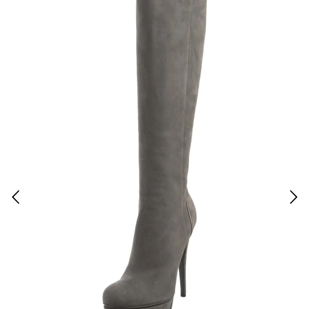 Yves Saint Laurent Charcoal Over-the-Knee Boots